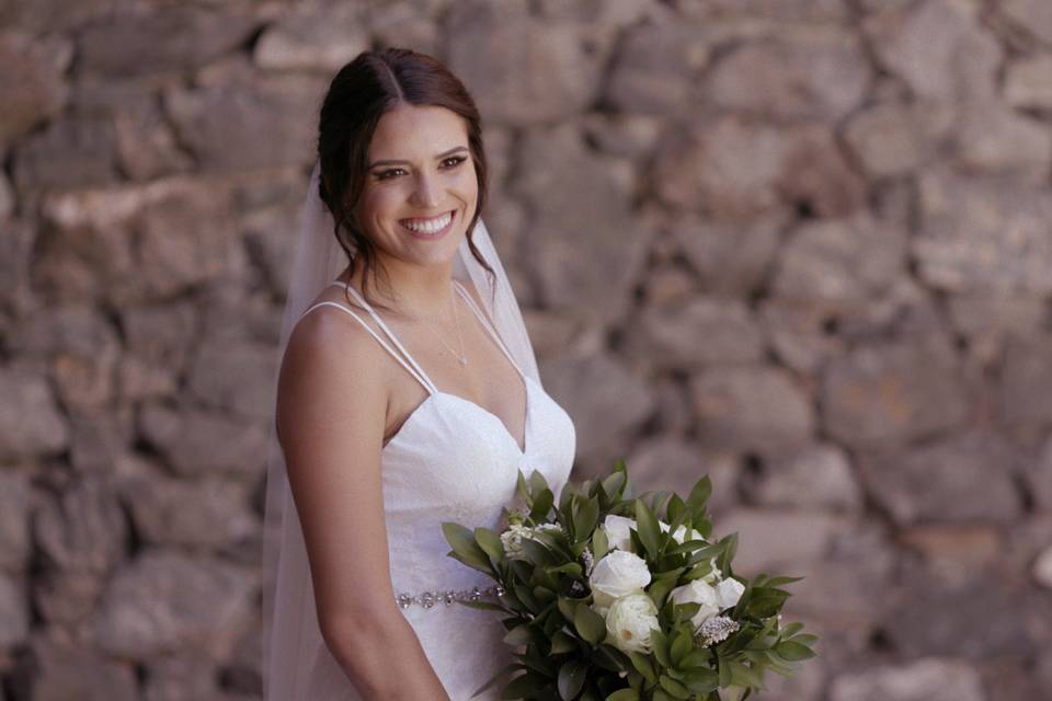 Lovely bride with bouquet