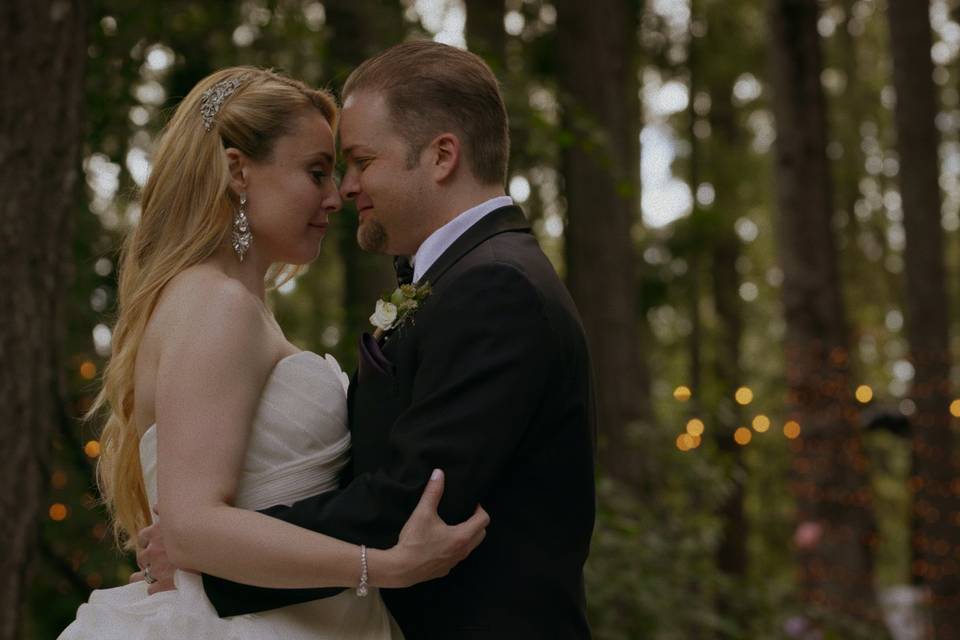 Newlyweds in the forest