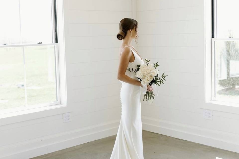Bride sleek bun and Makeup