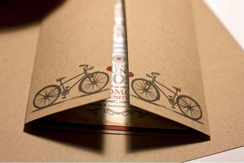 Melissa & Patrick's bicycle wedding invitation