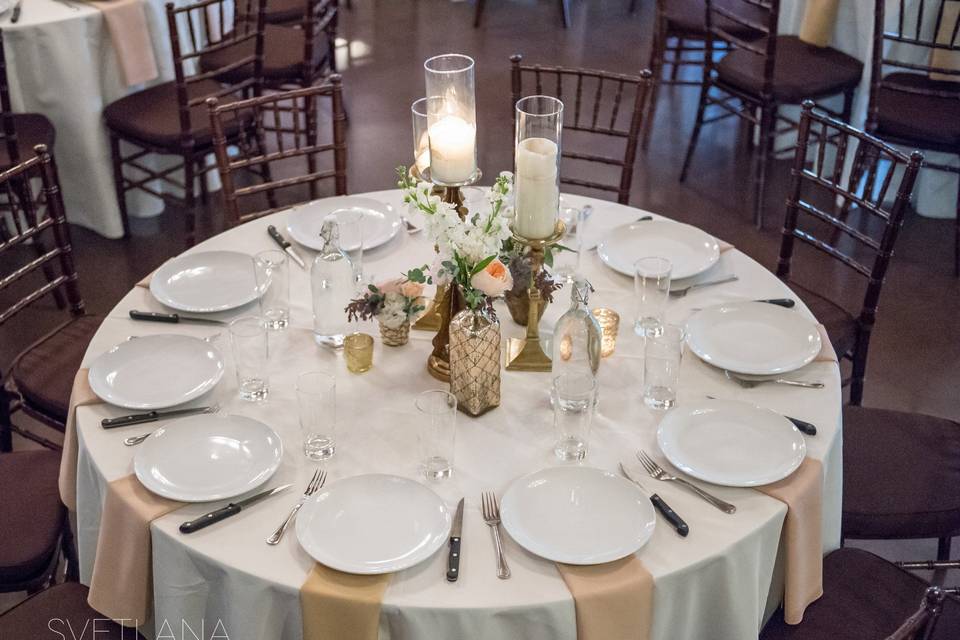 Table setup with centerpiece