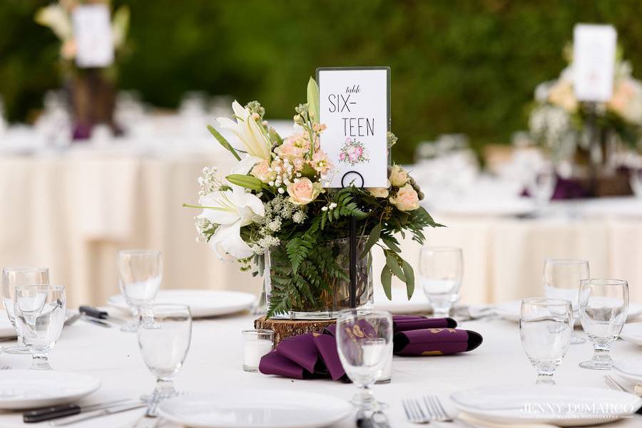 Table setup with centerpiece