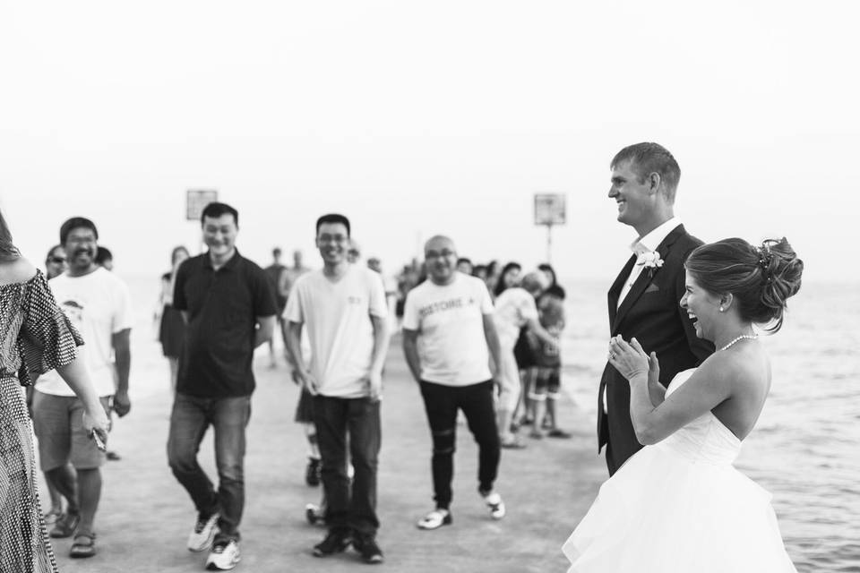 Well-wishers on the walkway - Knoxville Wedding Photography