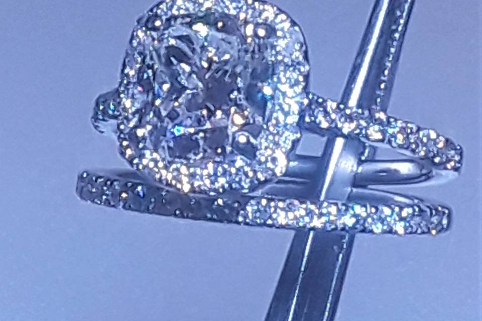 Custom platinum ring with diamond band