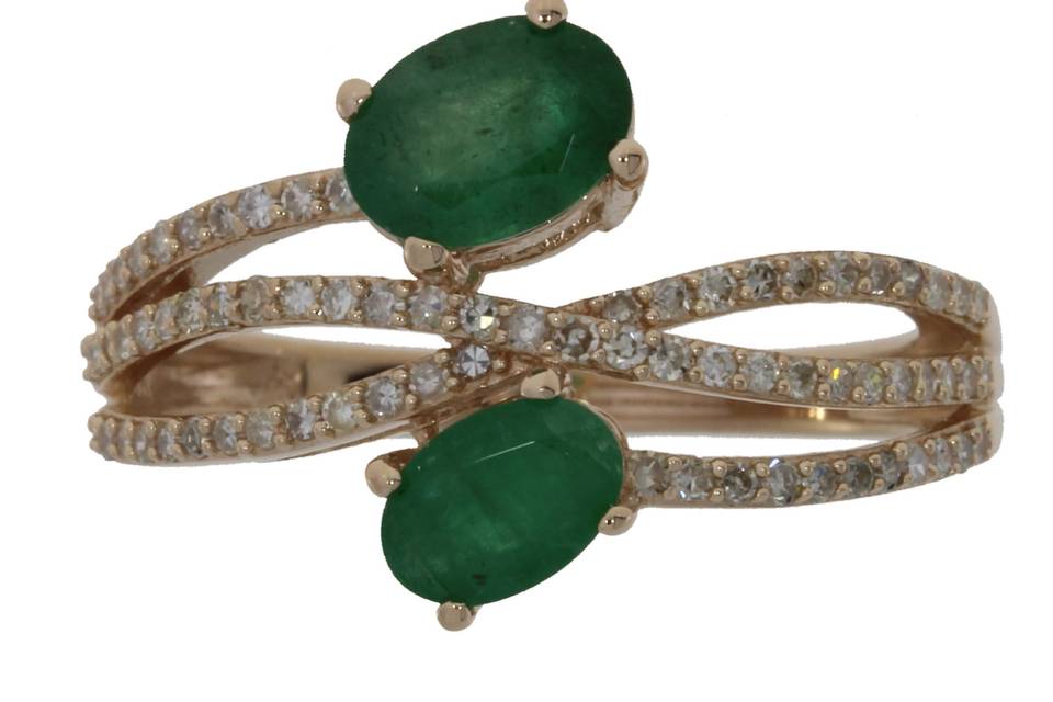 Two stone Emerald Diamond Ring