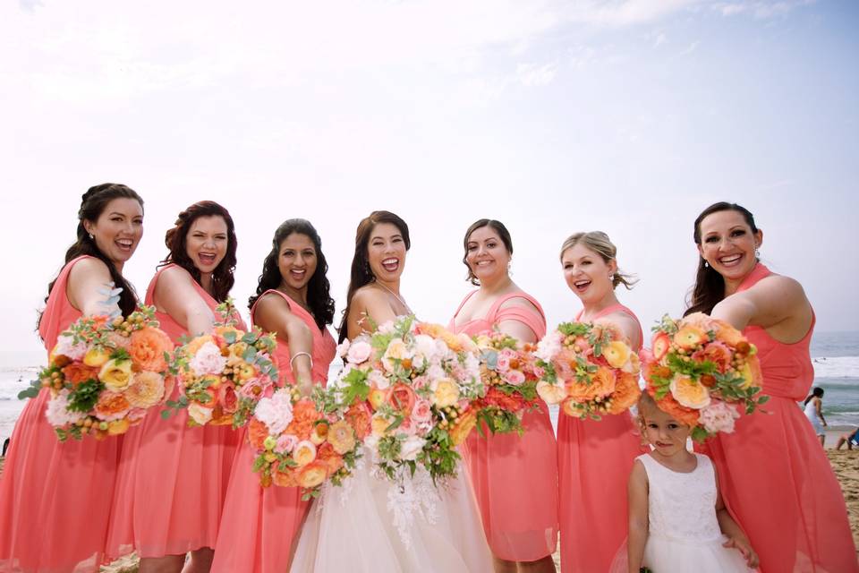 Bride and bridesmaids