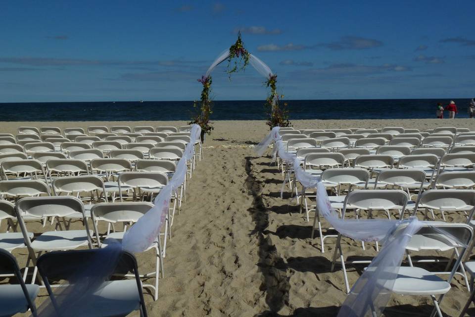 Beach wedding aisle