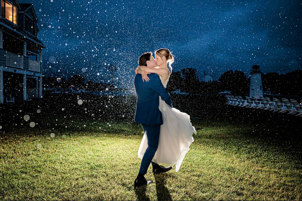 Romantic Kiss in the Rain