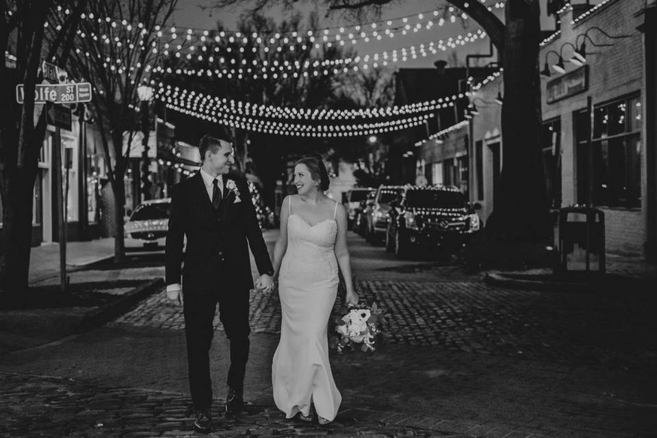 Cobblestones at night