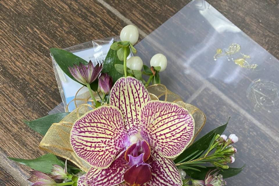 Orchid corsage in my workspace
