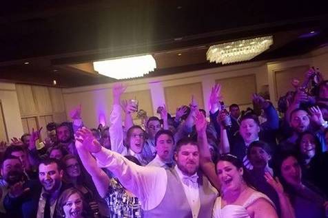 The bride and groom with their guests
