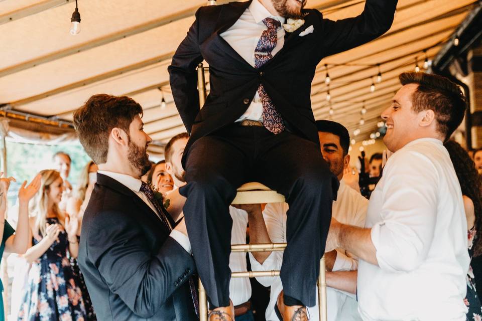 Groomsmen on Courtyard