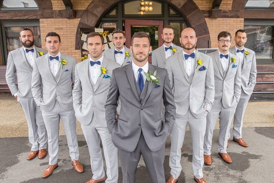 Groomsmen at front door