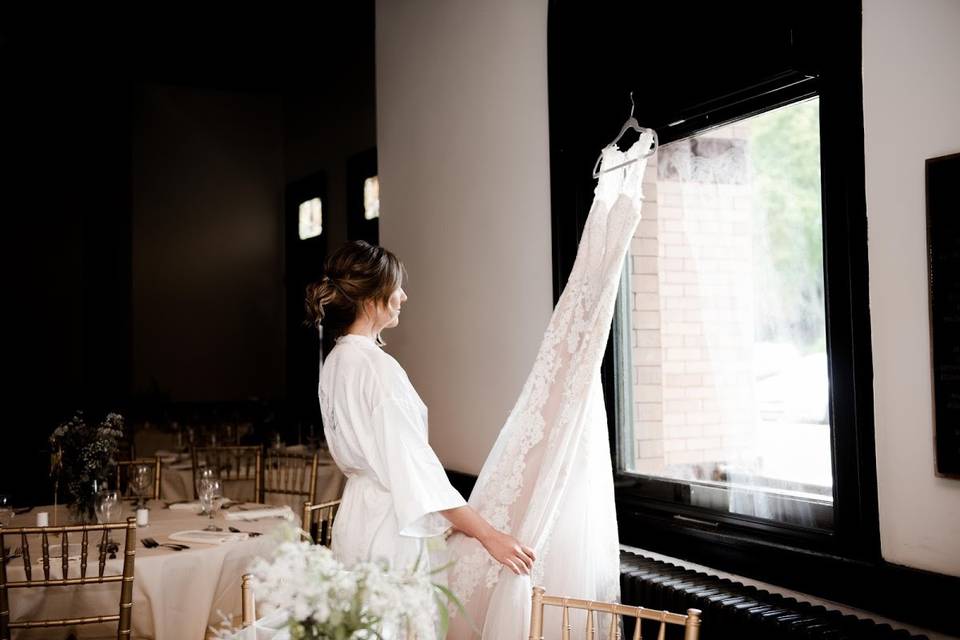 Bride with her dress