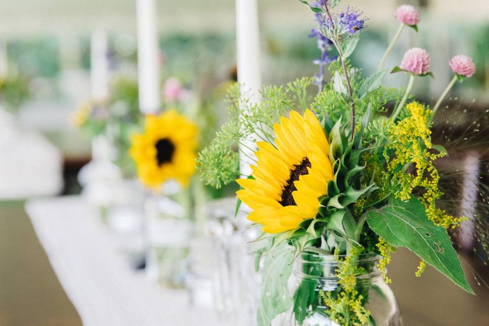 Sunflower farm-style wedding