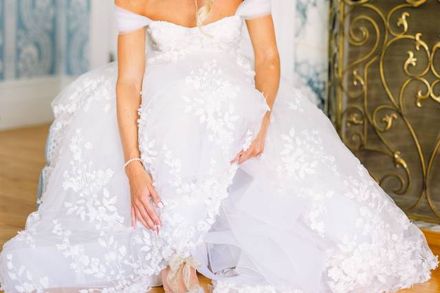 White lace wedding gown