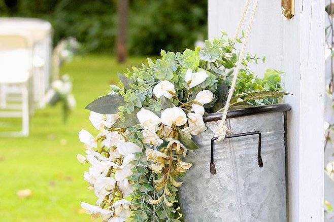 Floral and greenery bucket