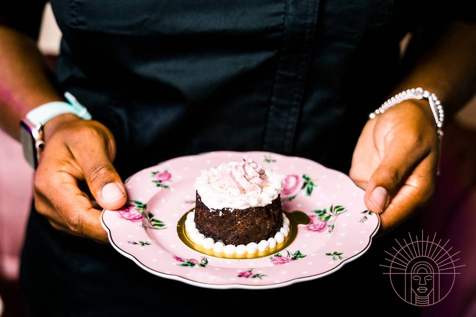 Mini Cake on Pink Flower Plate