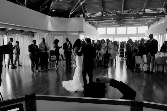 Black and white first dance photo