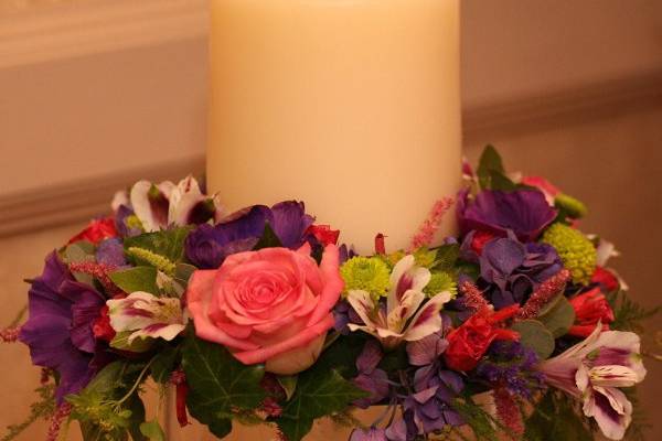 Candle and flowers