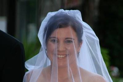 Bride with blue bouquet