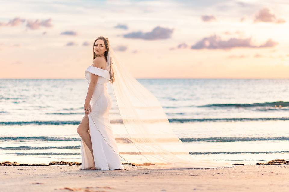 Ocean front bridal portrait