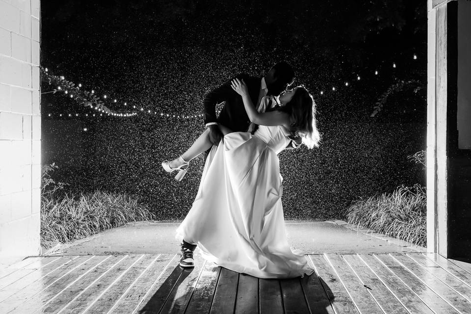 Night time bride and groom