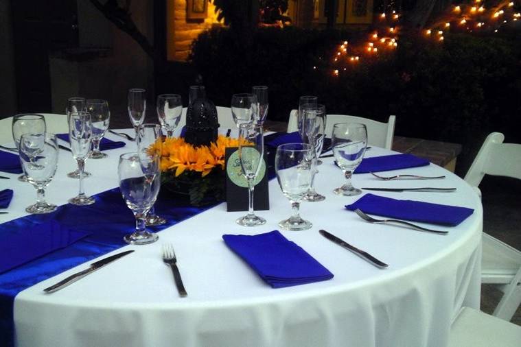 Table setup with centerpiece