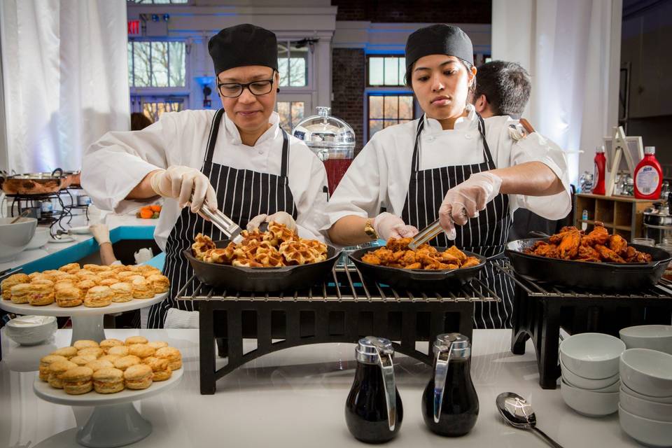 Chicken & waffles station