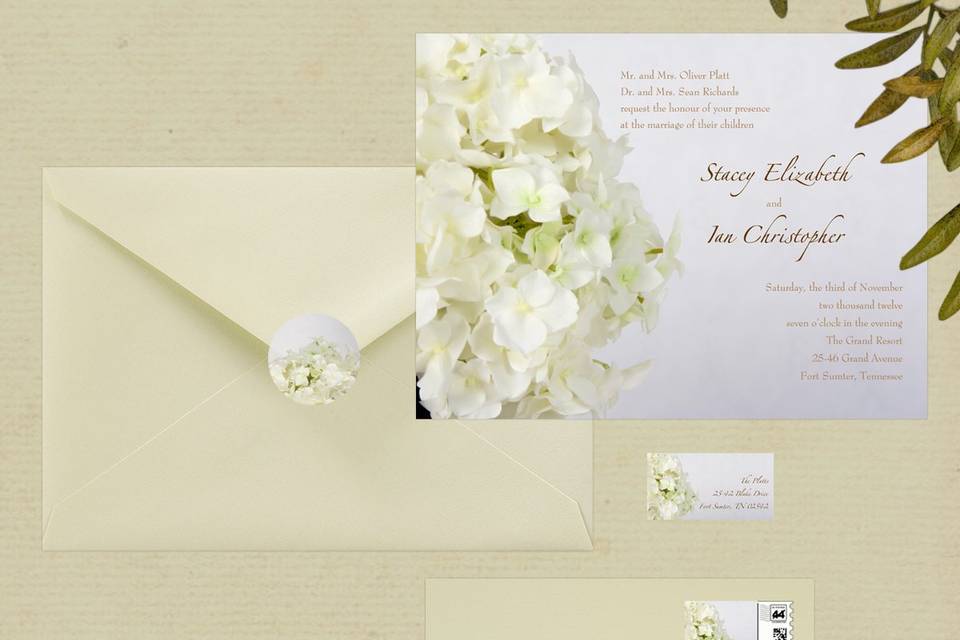 This stylish wedding invitation features two layers of luxurious card stock. An ultra chic abstract design rests at the top giving this beauty a regal flair. Your custom text and graphics are foil stamped on your choice of card. Many different card stock options are available, from matte to gorgeous metallic and shimmer. Card colors, paper types and envelopes are all changeable, so mix and match to create the perfect stationery for your special day. Dimensions: 4
