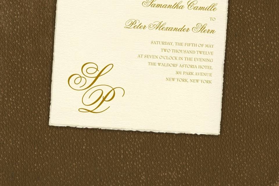 This stylish contemporary wedding invitation features two layers of luxurious card stock, with metallic and shimmer paper options as well. Gorgeous hand-drawn flora accent the top left and bottom right corners of the top layer. Both your custom text and the flora designs are foil stamped. Card colors, paper types and envelopes are all changeable, so you can create truly unique wedding invitations for your big day!Dimensions: 7.25