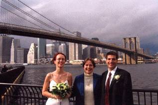 A stunning view of the Brooklyn Bridge for their hot-chocolate toast!