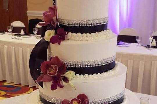 A four-layered wedding cake