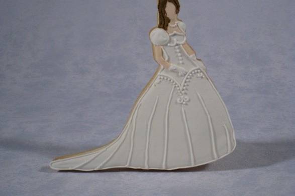 Wedding cookie favor.  Antebellum bride.
FIREandICING.com
