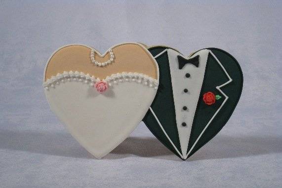 Wedding cookie favor.  His and Hers (same sex couples also provided).
FIREandICING.com