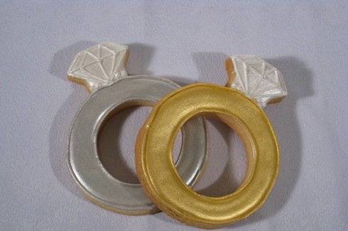 Wedding cookie favors.  Wedding rings.
FIREandICING.com