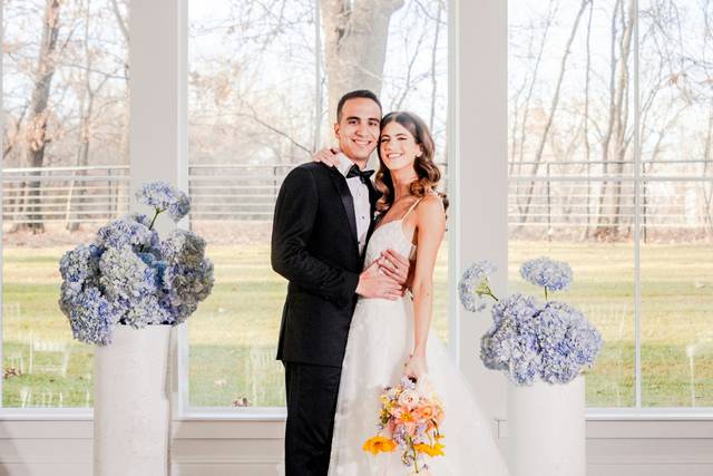 Happy bride and groom