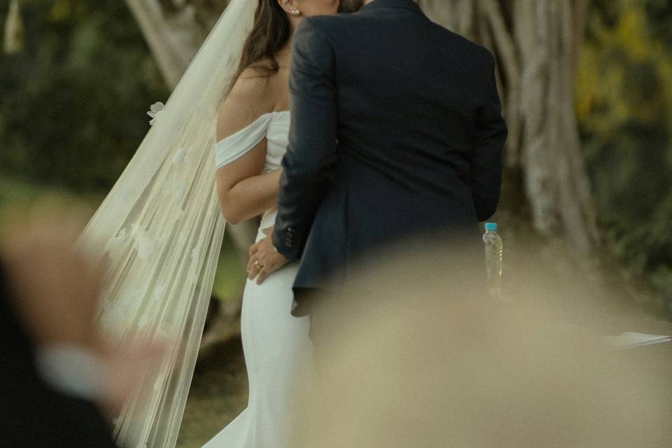 Bride and groom sharing their