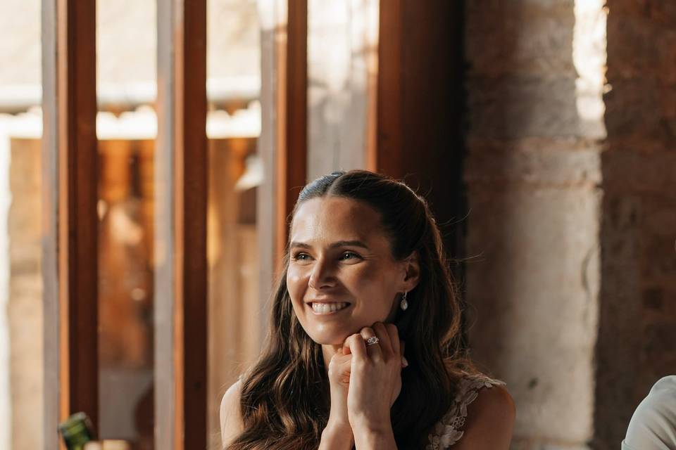 Bride is smiling