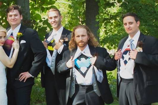 The couple with the groomsmen