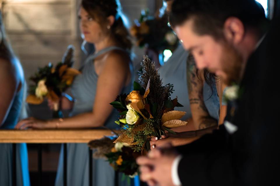 Bridal party in the wings