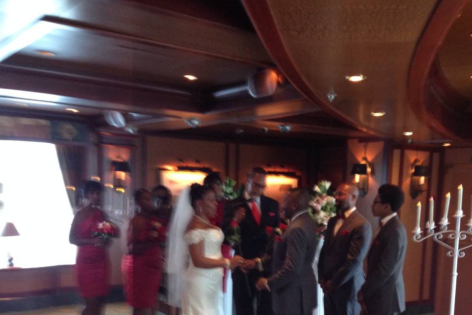 This was a beautiful wedding done right before the couple and their friends and family set sail.