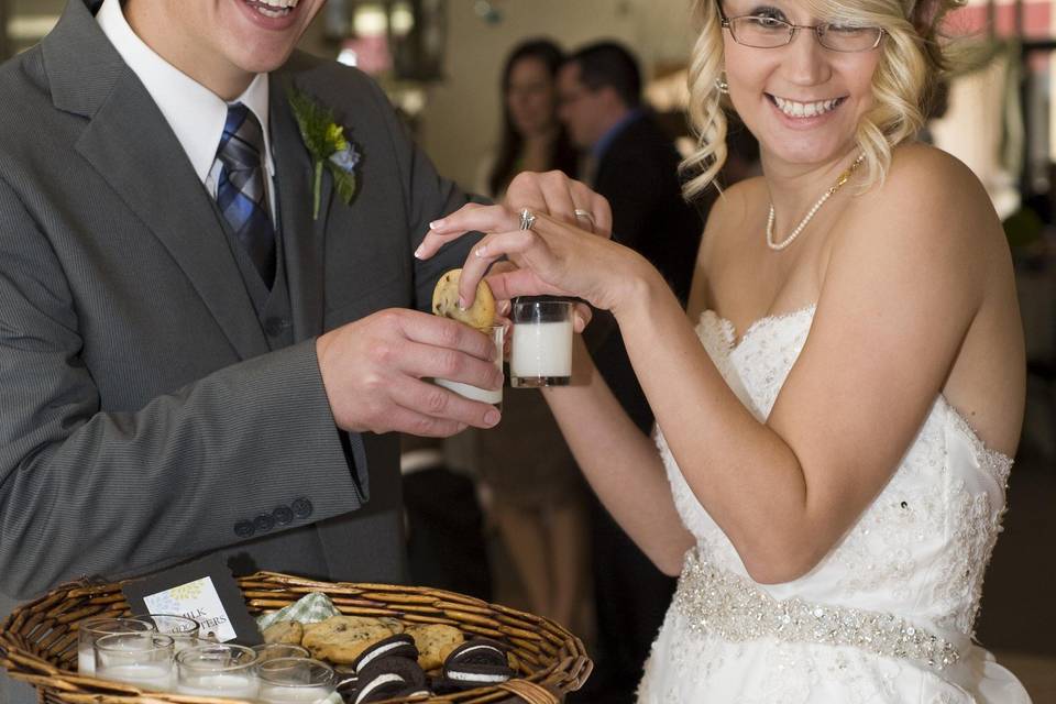 Couples favorite cookies served with milk shooters!
