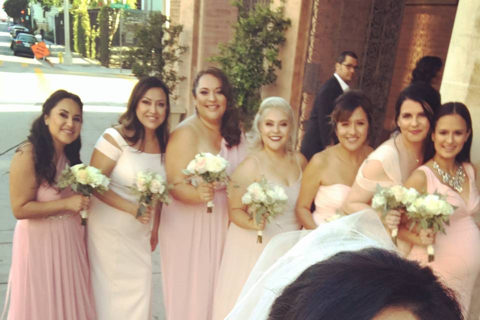 Bride and her bridesmaids