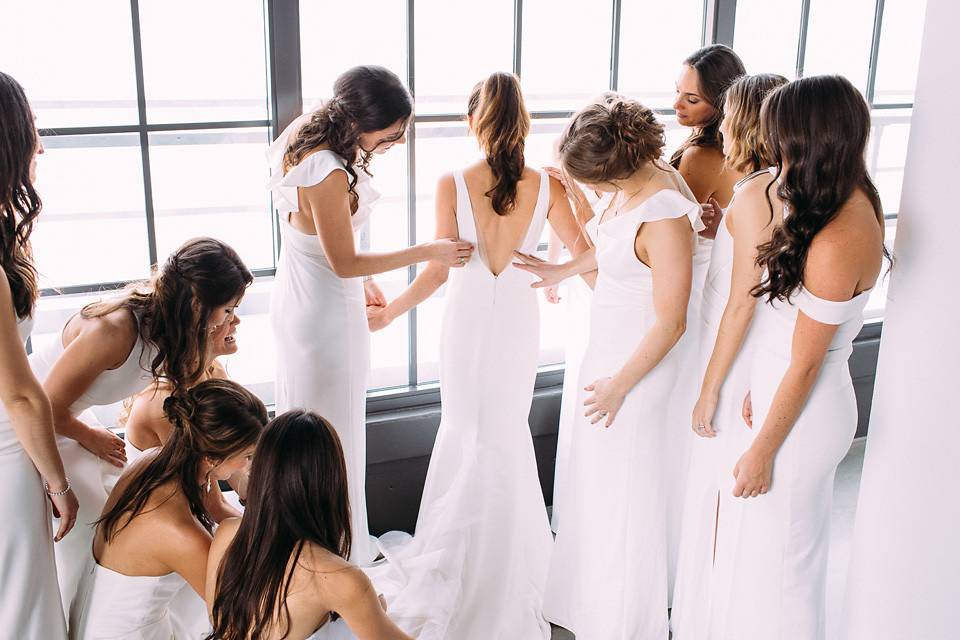 Bride and bridesmaids