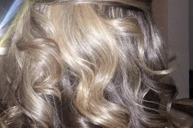 Half pinned updo and curls