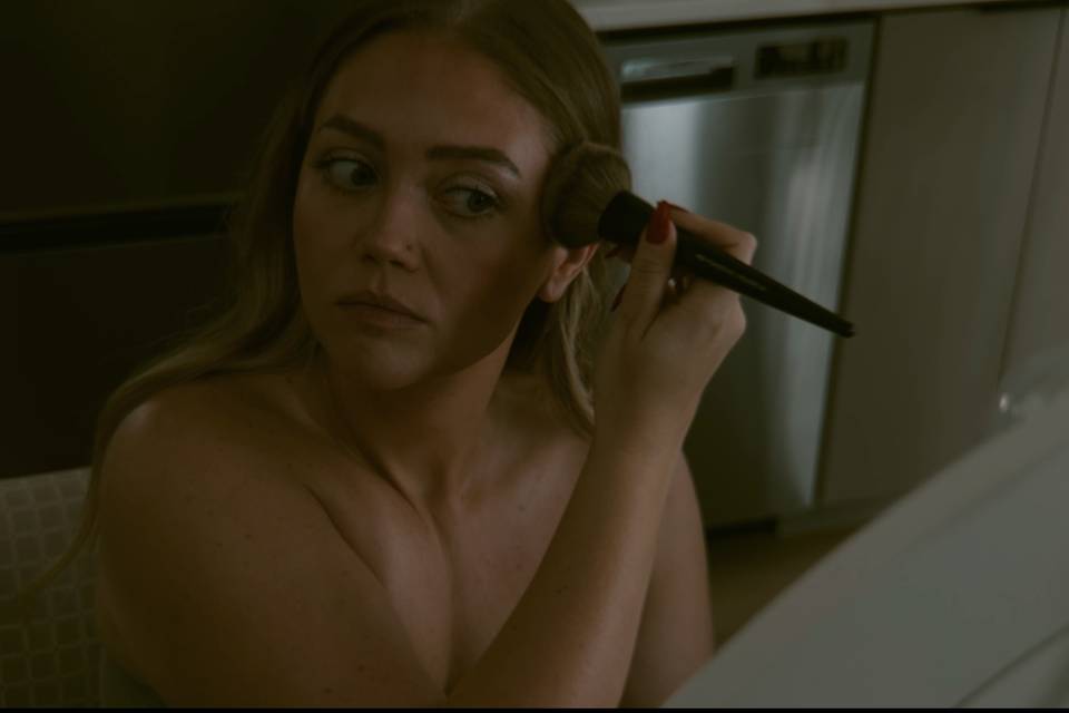 Putting on makeup
