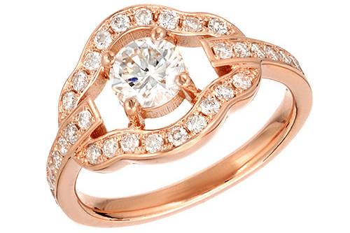 Rose Gold Vintage Diamond Pave Custom  Engagement Ring