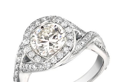 Platinum Vintage Pave Engagement Ring