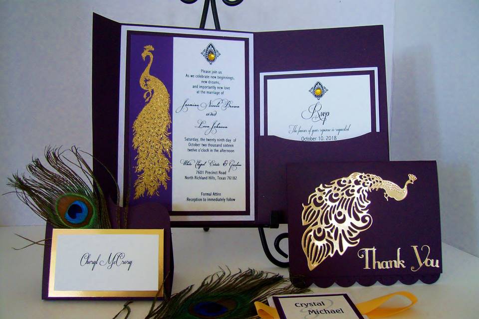 Golden Peacock Invitation